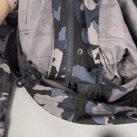 Banana Republic Jacket Womens Small Gray Blue Camo Anorak Utility Ripstop Army - Picture 6 of 15